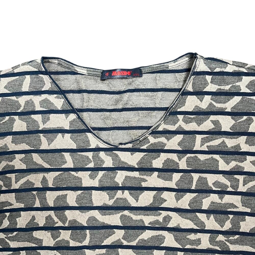 Mondo Gray Blue Stripe Luxury Cotton Tee Sz 4XL Lightweight Stretch Cotton Bloke - Picture 4 of 9